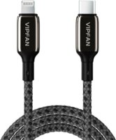 Vipfan P03 USB-C apa - Lightning apa 2.0 Töltő kábel - Fekete (1.5m)