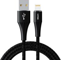 Vipfan A01 USB-A apa - Lightning apa 2.0 Adat és töltő kábel - Fekete (1.2m)