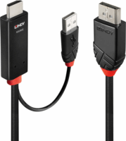 Lindy 41498 HDMI 2.0 / USB-A - Displayport 1.2 Kábel 1m - Fekete