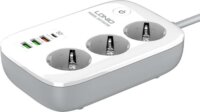 Ldnio SE2435 220V Okos elosztó 3 aljzatos + 4x USB 2m - Fehér