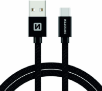 Swissten USB-A apa - USB-C apa 2.0 Adat és töltő kábel - Fekete (3m)