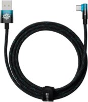 Baseus Elbow USB-A apa - USB-C apa 2.0 Adat és töltő kábel - Fekete/Kék (2m)