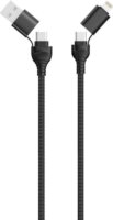 2GO USB-C/USB-A apa - USB-C/Lightning apa iPhone töltő kábel - Fekete (1,2m)
