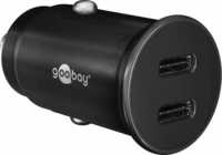 Goobay 2x USB Type-C Autós töltő - Fekete (30W)