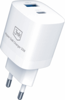 3mk Hyper GaN USB-A / USB Type-C Hálózati gyorstöltő - Fehér (33W)