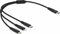 Delock 87148 3in1 USB-C apa - Micro USB/USB-C/Lightning apa 2.0 Adat és töltőkábel - Fekete (0.3m)