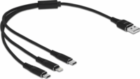 Delock 87152 3in1 USB-A apa - MicroUSB/USB-C/Lightning apa 2.0 Adat és töltőkábel - Fekete (0.3m)