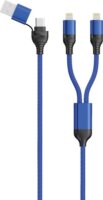 2GO USB-A/USB-C apa - 2x Lightning apa Adat és töltő kábel - Kék (1,2m)