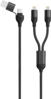 2GO USB-A/USB-C apa - 2x Lightning apa Adat és töltő kábel - Fekete (1,2m)
