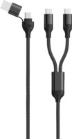 2GO USB-A/USB-C apa - 2x USB-C apa Adat és töltő kábel - Fekete (1,2m)