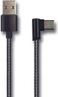 2GO "Deluxe" USB-A apa - USB-C apa Adat és töltő kábel - Fekete (1m)