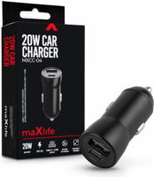 Maxlife TF-0166 USB-A / USB Type-C Autós töltő - Fekete (20W)