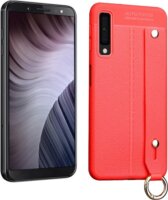 Gigapack Samsung Galaxy A7 (2018) Bőr hatású Szilikon Tok + kézpánt - Piros