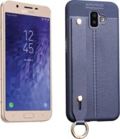 Gigapack Samsung Galaxy J6 Plus Bőr hatású Szilikon Tok + kézpánt - Sötétkék