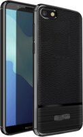 Gigapack Huawei Y5 (2018)/Y5 Prime (2018)/Honor 7S Bőr hatású Szilikon Tok - Fekete