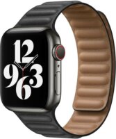 OEM Apple Watch S1/2/3/4/5/6/7/8/SE/Ultra Mágneses Műbőr/Szilikon szíj 42/44/45/49mm - Fekete/Barna