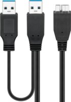 Goobay 95746 2x USB-A apa - Micro USB SuperSpeed apa 3.0 Y kábel - Fekete (0.3m)