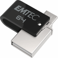 Emtec 64GB T260B Mobile & Go USB-A/Micro USB 2.0 Pendrive - Fekete