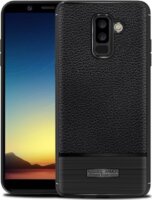 Gigapack Samsung Galaxy A6+ (2018) Bőr hatású Szilikon Tok - Fekete