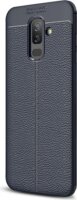 Gigapack Samsung Galaxy A6+ (2018) Szilikon Tok - Sötétkék/Varrás minta