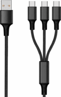 2GO USB-A apa - 3x USB-C apa Töltő kábel - Fekete (1,5m)