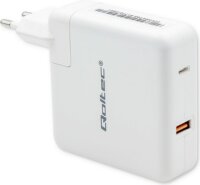 Qoltec GaN USB-A/USB-C Hálózati töltő - Fehér (108W)