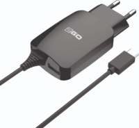 2GO USB-A/USB-C Hálózati töltő - Fekete (12W)