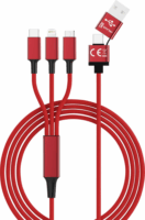 Smrter Hydra ULTRA 5in1 USB-A/USB-C apa - Micro USB/USB-C/Lightning apa 2.0 Adat és töltőkábel - Piros (1.2m)