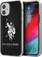 US Polo Big Horse Apple iPhone 12 Mini Műanyag Tok - Fekete/Mintás