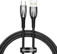 Baseus Glimmer Series USB-A apa - USB-C apa Adat és töltőkábel - Fekete (1m)