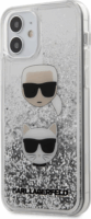 Karl Lagerfeld Liquid Glitter 2 Heads Apple iPhone 12 mini Szilikon Tok - Ezüst/Mintás
