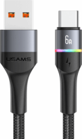 Usams SJ536 USB-A apa - USB-C apa 3.0 Adat és töltő kábel - Fekete (1.2m)