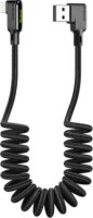 Mcdodo CA-7300 USB-A apa 90° - Lightning apa 90° 2.0 Spirálos iPhone töltő kábel - Fekete (1.8m)