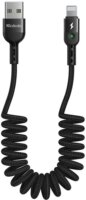 Mcdodo CA-6410 USB-A apa - Lightning apa 2.0 Spirálos Adat és töltő kábel - Fekete (1.8m)