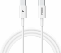 Recci RTC-P05CC USB Type-C apa - USB Type-C apa Adat és töltő kábel - Fehér (1.5m)