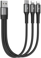 Joyroom S-01530G10 USB-A apa - USB-C/2xLightning 2.0 Adat és töltő kábel - Fekete (0.15m)