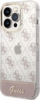Guess Peony Glitter Script Logo Apple iPhone 14 Pro Max Szilikon Tok - Rózsaszín/Mintás