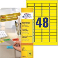 Avery Zweckform 45,7 x 21,2mm Etikett tintasugaras és lézer nyomtatóhoz sárga (960 címke / csomag)