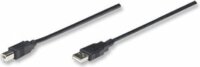 Manhattan USB 2.0 összekötő kábel A-B M/M 3m fekete