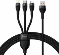 Baseus Universal Flash Series USB-C apa - USB-C/Lightning/Micro USB-B apa Adat és töltő kábel - Fekete (1.2m)
