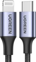 Ugreen US304 USB-C apa - Lightning apa 2.0 Adat és töltőkábel - Fekete (1.5m)