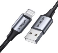 Ugreen US199 USB-A apa - Lightning apa 2.0 iPhone töltőkábel - Fekete (1m)
