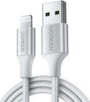 Ugreen US199 USB-A apa - Lightning apa 2.0 Adat és töltőkábel - Ezüst (2m)