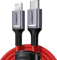 Ugreen US298 USB-C apa - Lightning apa 2.0 Adat és töltő kábel - Piros (1m)