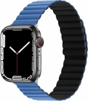 Phoner Rever Apple Watch S4/S5/S6/S7/S8/S9/SE/Ultra Mágneses szilikon Szíj 42/44/45/49mm - Kék/Fekete M/L