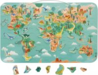 Janod Dinoszauruszos világtérkép - 50 darabos mágneses puzzle
