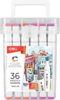 Deli Color Emotion Alkoholos kétvégű marker készlet - Vegyes színek (36 db / csomag)