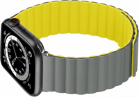 Phoner Rever Apple Watch S1/2/3/4/5/6/7/8/SE Mágneses Szilikon szíj 41/40/38mm S/M - Szürke/Sárga