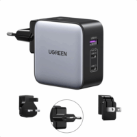 Ugreen GaN 2x USB-A / USB-C Hálózati utazó töltő - Fekete (65W)
