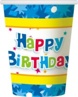 Boldog születésnapot papír pohár 250 ml - Kék (6 db)